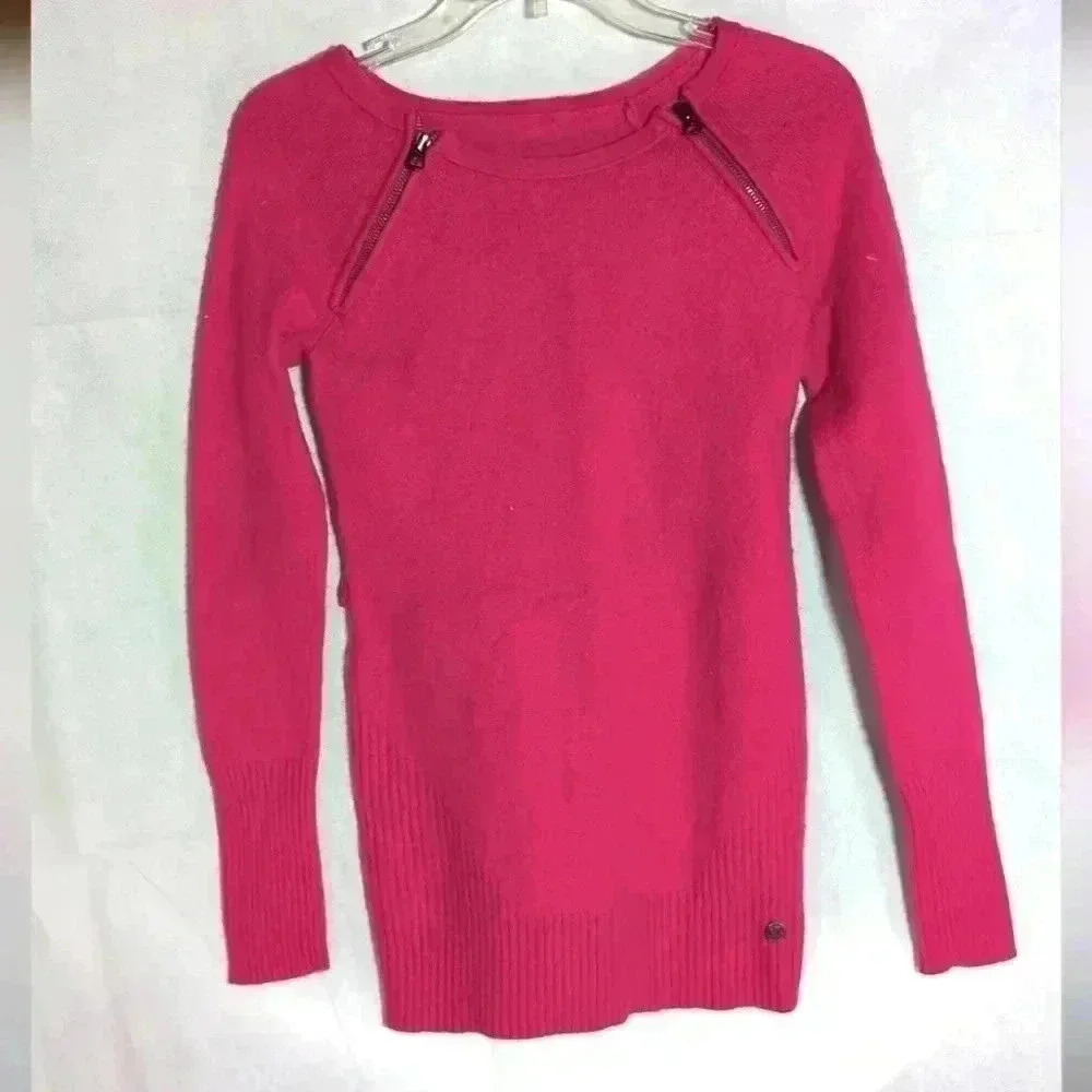 Armani Exchange Pink Sweater Zipper shoulder missing belt sz XXS